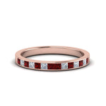 Load image into Gallery viewer, 0.50-ct.-princess-cut-diamond-channel-wedding-ring-for-her-with-ruby-in-18K-rose-gold-FD8382-0.50CTBGRUDR-NL-RG