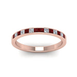 Load image into Gallery viewer, 0.50-ct.-princess-cut-diamond-channel-wedding-ring-for-her-with-ruby-in-18K-rose-gold-FD8382-0.50CTBGRUDRANGLE5-NL-RG
