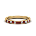 Load image into Gallery viewer, 0.50-ct.-princess-cut-diamond-channel-wedding-ring-for-her-with-ruby-in-18K-yellow-gold-FD8382-0.50CTBGRUDR-NL-YG