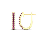 Load image into Gallery viewer, 0.75-carat-classic-pink-sapphire-huggie-hoop-earring-in-yellow-gold-FDEAR11260GSADRPIANGLE2-0.75-NL-YG