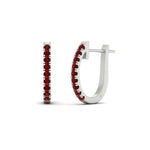 Load image into Gallery viewer, 0.75-carat-classic-ruby-huggie-hoop-earring-in-white-gold-FDEAR11260GRUDRANGLE2-0.75-NL-WG