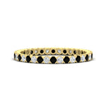 Load image into Gallery viewer, 0.75-carat-round-cut-bezel-set-diamond-and-black-diamond-eternity-wedding-band-in-yellow-gold-FD8072ROBGBLACK-0.72CT-NL-YG?v=1774347027