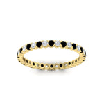 Load image into Gallery viewer, 0.75-carat-round-cut-bezel-set-diamond-and-black-diamond-eternity-wedding-band-in-yellow-gold-FD8072ROBGBLACKANGLE5-0.72CT-NL-YG?v=1774347027