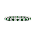 Load image into Gallery viewer, 0.75-carat-round-cut-bezel-set-diamond-and-emerald-eternity-wedding-band-in-white-gold-FD8072ROBGEMGR-0.72CT-NL-WG?v=1774347027
