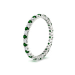Load image into Gallery viewer, 0.75-carat-round-cut-bezel-set-diamond-and-emerald-eternity-wedding-band-in-white-gold-FD8072ROBGEMGRANGLE2-0.72CT-NL-WG?v=1774347027