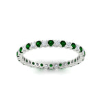 Load image into Gallery viewer, 0.75-carat-round-cut-bezel-set-diamond-and-emerald-eternity-wedding-band-in-white-gold-FD8072ROBGEMGRANGLE5-0.72CT-NL-WG?v=1774347027