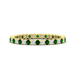 Load image into Gallery viewer, 0.75-carat-round-cut-bezel-set-diamond-and-emerald-eternity-wedding-band-in-yellow-gold-FD8072ROBGEMGR-0.72CT-NL-YG?v=1774347027