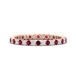 Load image into Gallery viewer, 0.75-carat-round-cut-bezel-set-diamond-and-pink-sapphire-eternity-wedding-band-in-rose-gold-FD8072ROBGSADRPI-0.72CT-NL-RG?v=1774347027