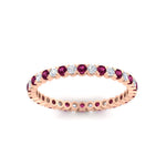 Load image into Gallery viewer, 0.75-carat-round-cut-bezel-set-diamond-and-pink-sapphire-eternity-wedding-band-in-rose-gold-FD8072ROBGSADRPIANGLE5-0.72CT-NL-RG?v=1774347027