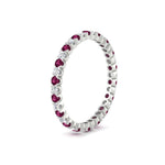 Load image into Gallery viewer, 0.75-carat-round-cut-bezel-set-diamond-and-pink-sapphire-eternity-wedding-band-in-white-gold-FD8072ROBGSADRPIANGLE2-0.72CT-NL-WG?v=1774347027