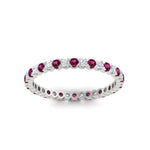 Load image into Gallery viewer, 0.75-carat-round-cut-bezel-set-diamond-and-pink-sapphire-eternity-wedding-band-in-white-gold-FD8072ROBGSADRPIANGLE5-0.72CT-NL-WG?v=1774347027