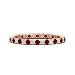 Load image into Gallery viewer, 0.75-carat-round-cut-bezel-set-diamond-and-ruby-eternity-wedding-band-in-rose-gold-FD8072ROBGRUDR-0.72CT-NL-RG?v=1774347027