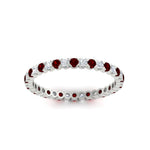 Load image into Gallery viewer, 0.75-carat-round-cut-bezel-set-diamond-and-ruby-eternity-wedding-band-in-white-gold-FD8072ROBGRUDRANGLE5-0.72CT-NL-WG?v=1774347027