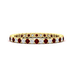 Load image into Gallery viewer, 0.75-carat-round-cut-bezel-set-diamond-and-ruby-eternity-wedding-band-in-yellow-gold-FD8072ROBGRUDR-0.72CT-NL-YG?v=1774347027