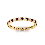 Load image into Gallery viewer, 0.75-carat-round-cut-bezel-set-diamond-and-ruby-eternity-wedding-band-in-yellow-gold-FD8072ROBGRUDRANGLE5-0.72CT-NL-YG?v=1774347027