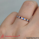 Load image into Gallery viewer, 0.75-carat-round-cut-bezel-set-diamond-and-sapphire-eternity-wedding-band-in-14k-yellow-gold-FD8072ROB-11?v=1774347027