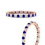 Load image into Gallery viewer, 0.75-carat-round-cut-bezel-set-diamond-and-sapphire-eternity-wedding-band-in-rose-gold-FD8072ROBGSABLANGLE3-0.72CT-NL-RG?v=1774347027