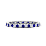 Load image into Gallery viewer, 0.75-carat-round-cut-bezel-set-diamond-and-sapphire-eternity-wedding-band-in-white-gold-FD8072ROBGSABL-0.72CT-NL-WG?v=1774347027