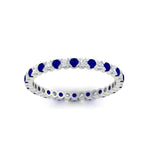 Load image into Gallery viewer, 0.75-carat-round-cut-bezel-set-diamond-and-sapphire-eternity-wedding-band-in-white-gold-FD8072ROBGSABLANGLE5-0.72CT-NL-WG?v=1774347027