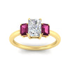 Load image into Gallery viewer, 0.75-ct-radiant-cut-three-stone-pink-sapphire-engagement-ring-in-yellow-gold-fdenr9299ragsadrpiangle5-0.75ct-nl-yg.jpg