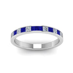Load image into Gallery viewer, 0.75-ct.-princess-cut-diamond-channel-wedding-ring-with-blue-sapphire-in-950-Platinum-FD8382-0.75CTBGSABLANGLE5-NL-WG