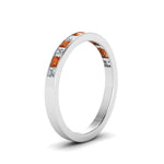 Load image into Gallery viewer, 0.75-ct.-princess-cut-diamond-channel-wedding-ring-with-orange-sapphire-in-14K-white-gold-FD8382-0.75CTBGSAORANGLE2-NL-WG