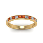 Load image into Gallery viewer, 0.75-ct.-princess-cut-diamond-channel-wedding-ring-with-orange-sapphire-in-14K-yellow-gold-FD8382-0.75CTBGSAORANGLE5-NL-YG