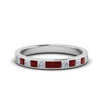 Load image into Gallery viewer, 0.75-ct.-princess-cut-diamond-channel-wedding-ring-with-ruby-in-14K-white-gold-FD8382-0.75CTBGRUDR-NL-WG