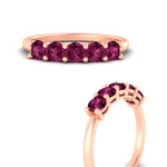 Load image into Gallery viewer, 1-carat-5-stone-anniversary-pink-sapphire-wedding-ring-band-in-rose-gold-FDENS141ROBGSADRPIANGLE3-1.00CT-NL-RG