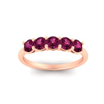 Load image into Gallery viewer, 1-carat-5-stone-anniversary-pink-sapphire-wedding-ring-band-in-rose-gold-FDENS141ROBGSADRPIANGLE5-1.00CT-NL-RG