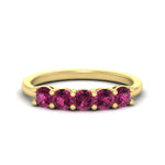 Load image into Gallery viewer, 1-carat-5-stone-anniversary-pink-sapphire-wedding-ring-band-in-yellow-gold-FDENS141ROBGSADRPI-1.00CT-NL-YG