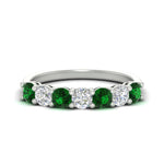 Load image into Gallery viewer, 1-carat-7-round-emerald-anniversary-band-ring-in-white-gold-FD8008B7GEMGR-1.00CT-NL-WG