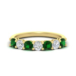Load image into Gallery viewer, 1-carat-7-round-emerald-anniversary-band-ring-in-yellow-gold-FD8008B7GEMGR-1.00CT-NL-YG