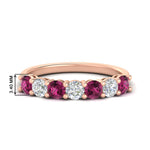 Load image into Gallery viewer, 1-carat-7-round-pink-sapphire-anniversary-band-ring-in-rose-gold-FD8008B7GSADRPI-1.00CT-NL-RG-HW