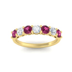 Load image into Gallery viewer, 1-carat-7-round-pink-sapphire-anniversary-band-ring-in-yellow-gold-FD8008B7GSADRPIANGLE5-1.00CT-NL-YG