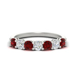 Load image into Gallery viewer, 1-carat-7-round-ruby-anniversary-band-ring-in-white-gold-FD8008B7GRUDR-1.00CT-NL-WG