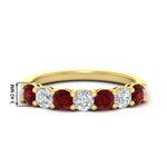 Load image into Gallery viewer, 1-carat-7-round-ruby-anniversary-band-ring-in-yellow-gold-FD8008B7GRUDR-1.00CT-NL-YG-HW