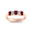 Load image into Gallery viewer, 1-carat-Five-stone-emerald-cut-ruby-anniversary-band-in-rose-gold-fdwb8008emgrudrangle5-1.00ct-nl-rg