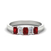 Load image into Gallery viewer, 1-carat-Five-stone-emerald-cut-ruby-anniversary-band-in-white-gold-fdwb8008emgrudrsleep-1.00ct-nl-wg