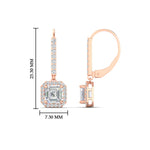 Load image into Gallery viewer, 1-carat-asscher-cut-halo-diamond-lever-back-earrings-in-rose-gold-FDEAR11235AS-1.00-CT-NL-RG-HW