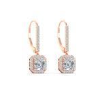 Load image into Gallery viewer, 1-carat-asscher-cut-halo-diamond-lever-back-earrings-in-rose-gold-FDEAR11235ASANGLE3-1.00-CT-NL-RG