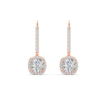 Load image into Gallery viewer, 1-carat-cushion-cut-halo-lever-back-earrings-in-rose-gold-FDEAR-11235CU-1.00CT-NL-RG