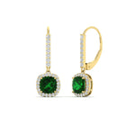 Load image into Gallery viewer, 1-carat-cushion-emerald-halo-lever-back-earrings-in-yellow-gold-FDEAR11235CUGEMGR-1.00CT-NL-YG