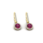 Load image into Gallery viewer, 1-carat-diamond-cute-dangle-halo-round-pink-sapphire-earrings-in-yellow-gold-FDEAR11235ROGSADRPI-1.00-CT-NL-YG.jpg