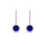 Load image into Gallery viewer, 1-carat-diamond-cute-dangle-halo-round-sapphire-earrings-in-rose-gold-FDEAR11235ROGSABL-1.00-CT-NL-RG.jpg