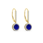 Load image into Gallery viewer, 1-carat-diamond-cute-dangle-halo-round-sapphire-earrings-in-yellow-gold-FDEAR11235ROGSABL-1.00-CT-NL-YG.jpg