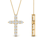 Load image into Gallery viewer, 1+Carat+Diamond+Simple+Cross+Pendant+with+Lab+Diamond+In+14K+Yellow+Gold-FDPD10825-1.00+CT-1+1