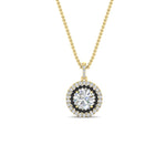 Load image into Gallery viewer, 1-carat-double-halo-black-diamond-round-pendant-necklace-in-yellow-gold-FDPD1190ROGBLACKANGLE1-NL-1CT-YG-T.jpg?v=1768457619
