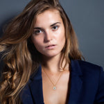 Load image into Gallery viewer, 1-carat-double-halo-diamond-round-pendant-necklace-in-yellow-gold-fdpd1190-model.jpg?v=1758259371