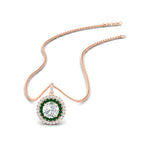 Load image into Gallery viewer, 1-carat-double-halo-emerald-round-pendant-necklace-in-rose-gold-FDPD1190ROGEMGR-NL-1CT-RG-T.jpg?v=1768457619